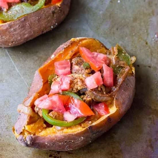 CHICKEN FAJITA STUFFED SWEET POTATO