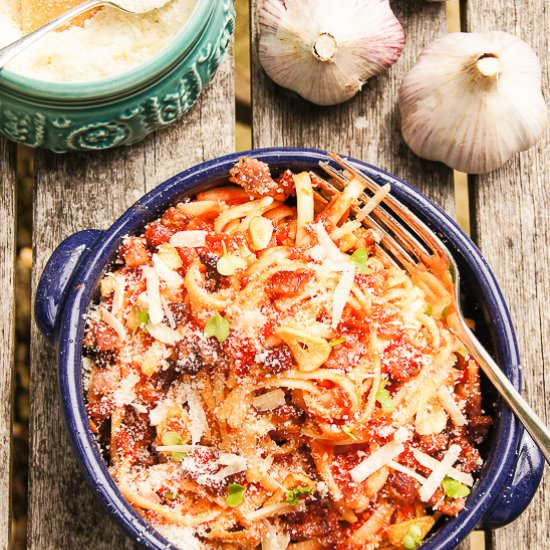 30 Min Bacon and Garlic Pasta