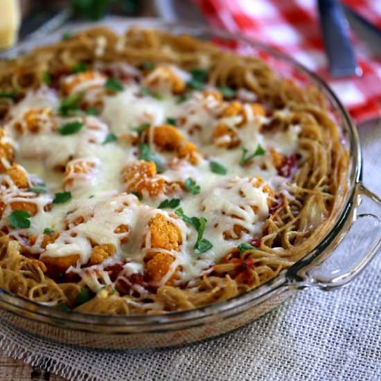Chicken Parmesan Spaghetti Pie
