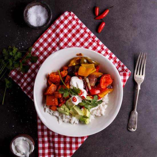 Vegetable burrito bowls