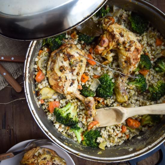 One-Pot Veggie Barley Chicken Pilaf