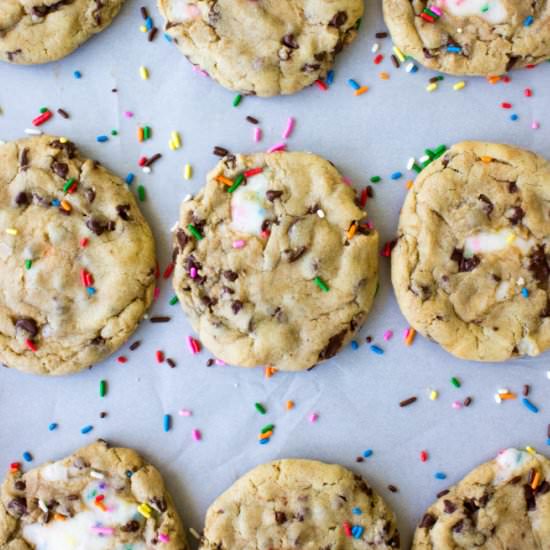 Funfetti Filled Choc-Chip Cookies