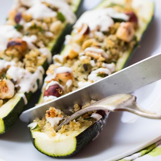 Quinoa Stuffed Zucchini Boats