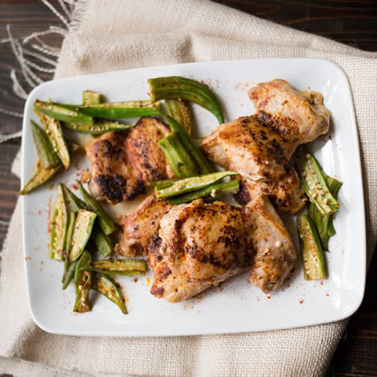 Roasted Chicken and Okra