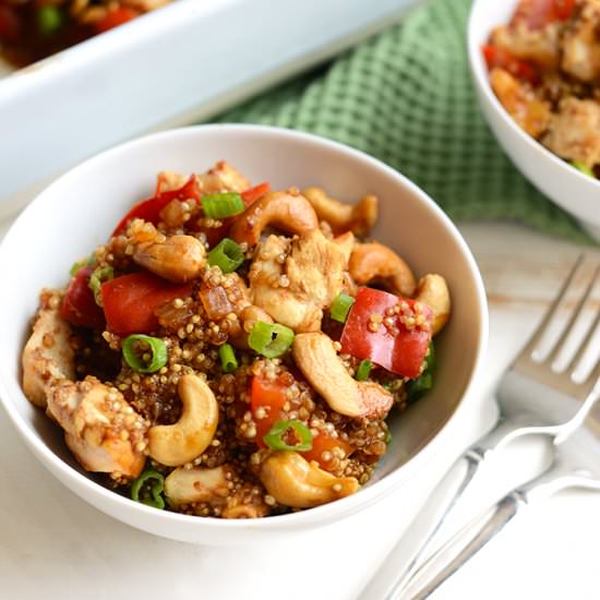 Cashew Chicken Quinoa Bake