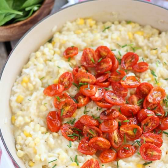 Corn Risotto with Roasted Tomatoes