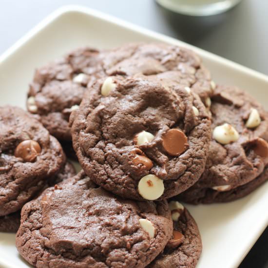 Triple Chocolate Cake Mix Cookies