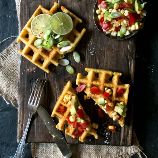 Corn Waffles with Salsa.