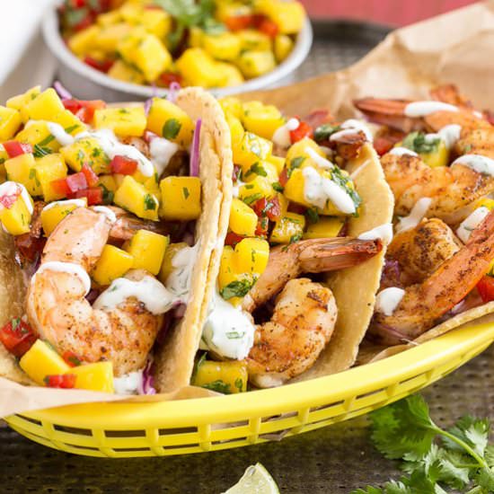 Shrimp Tacos with Mango Salsa