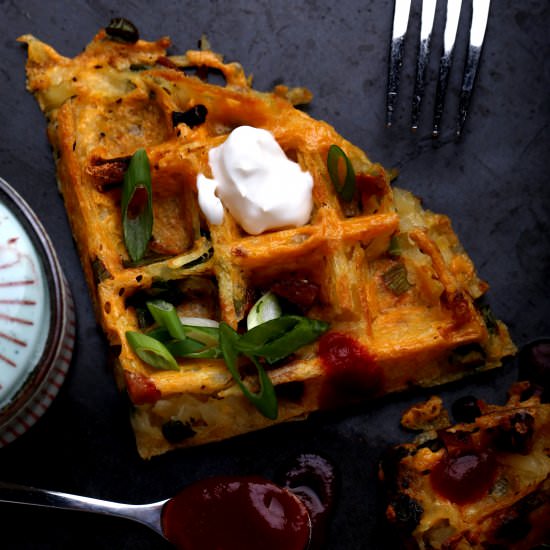 Loaded Baked Potato Savory Waffles