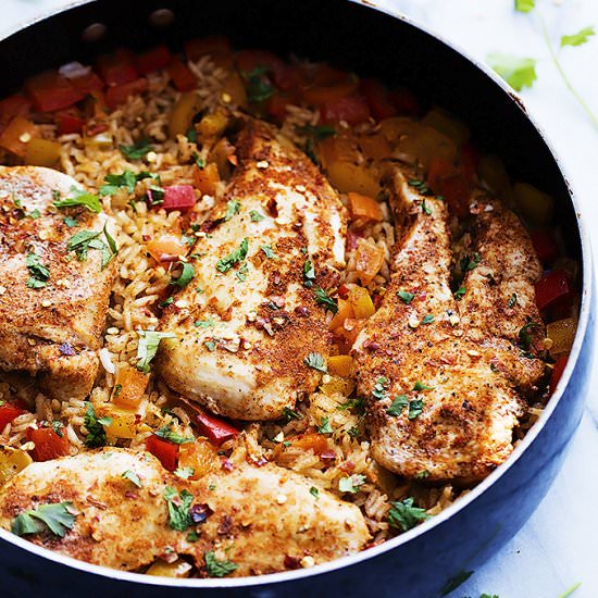 One Pot Spicy Cajun Chicken & Rice