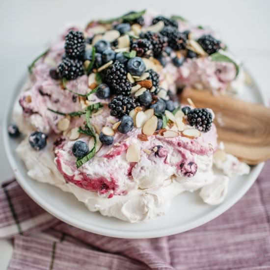 Almond & Blackberry Cream Pavlova