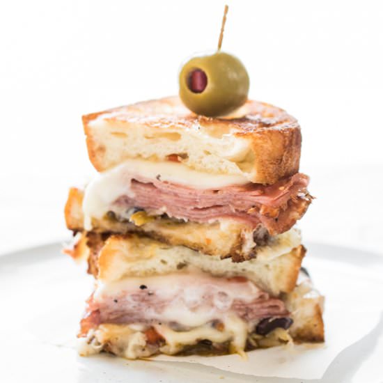 Hot Muffuletta Sandwich
