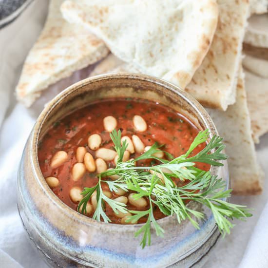 Cilantro-Garlic Roasted Tomato Dip