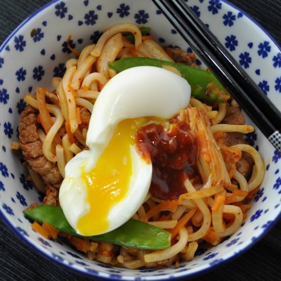 Kimchi Beef Noodles with 5 min Egg