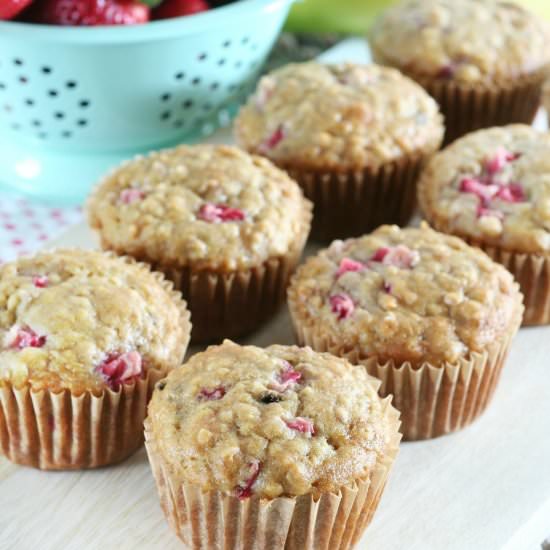 Strawberry Banana Oat Muffins