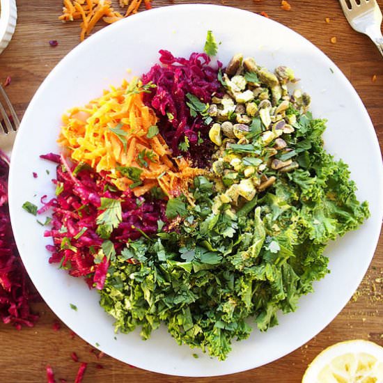 Vegan Bowl with Sauerkraut and Kale