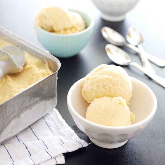 No Churn Coconut Peach Ice Cream