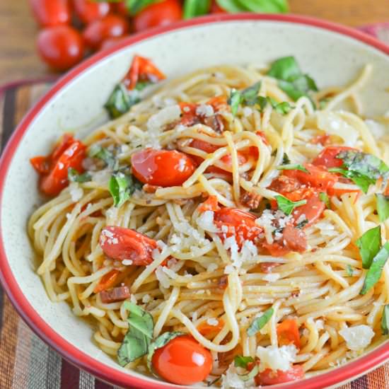 Spaghetti with Pancetta and Tomato