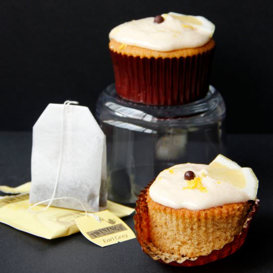 Earl Grey Cupcakes with Lemon Glaze