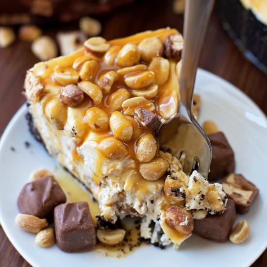 No-Bake Snickers Cheesecake