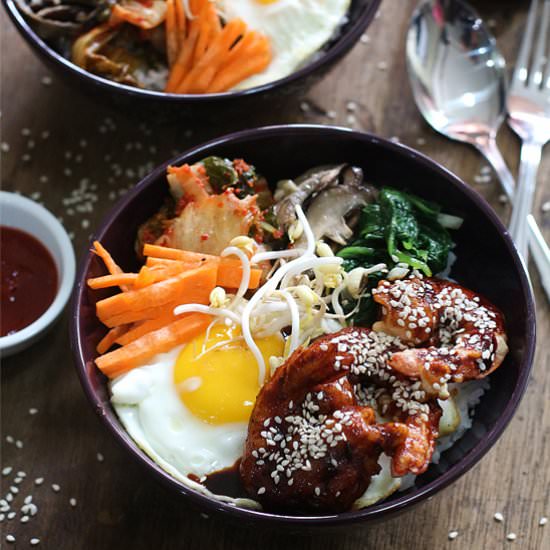 Crispy Shrimp Bibimbap Bowls