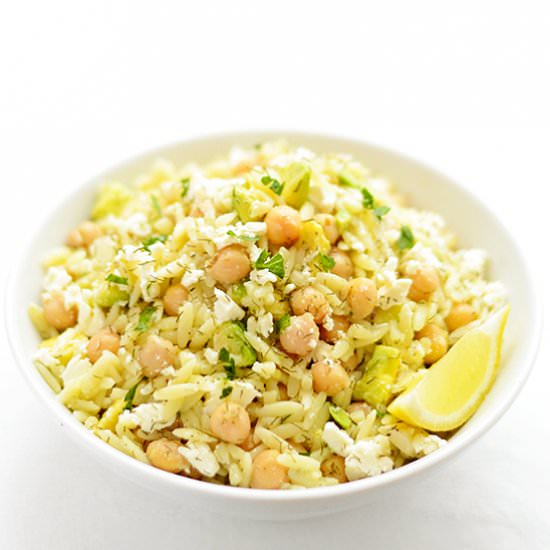 Chickpea Avocado Orzo Salad