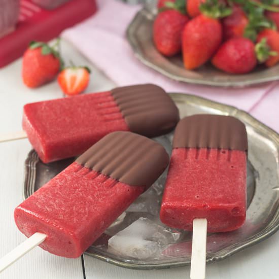 Healthy Strawberry Popsicles