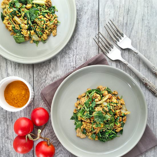 Scrambled Tempeh and Watercress