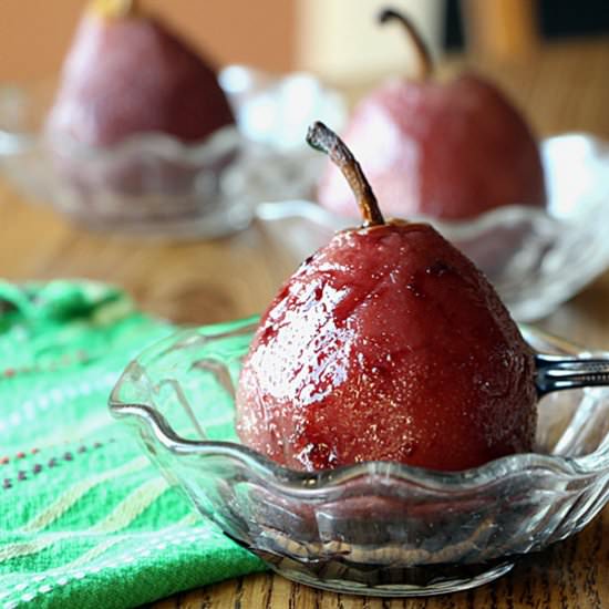 Spiced Wine Poached Pears