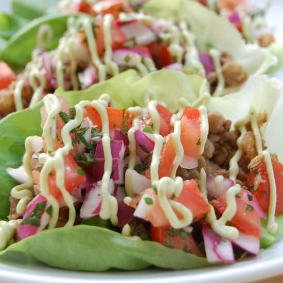 Lentil-Walnut Lettuce Cup Tacos