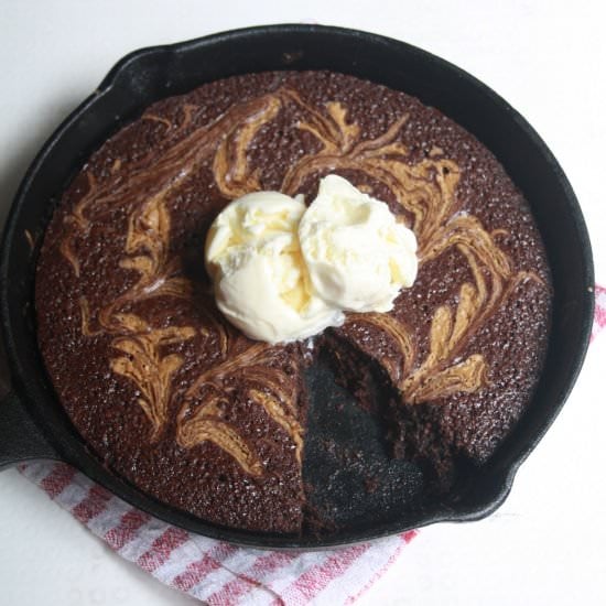 Chocolate Almond Skillet Brownie