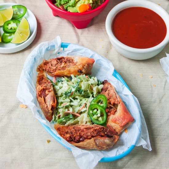 Baked Pulled Pork Egg Rolls