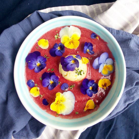 Plum Sorbet Dessert Soup