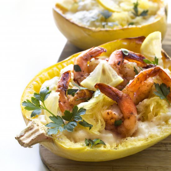 Creamy Spaghetti Squash With Shrimp