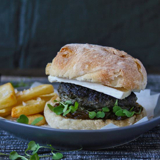Beef Portabellini Burgers with Brie