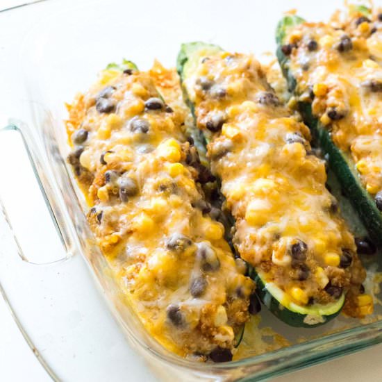 Enchilada Stuffed Zucchini Boats