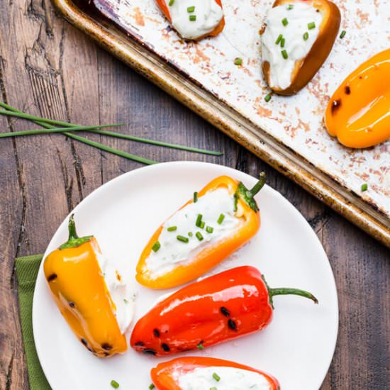 Grilled Peppers with Goat Cheese