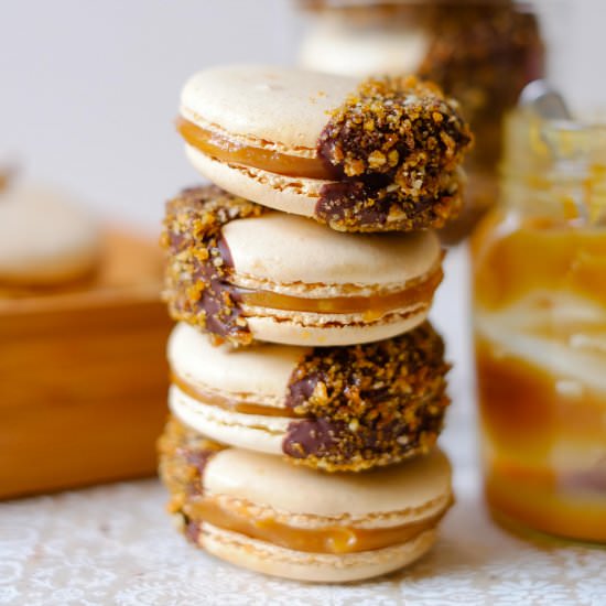 Salted Caramel Praline Macarons
