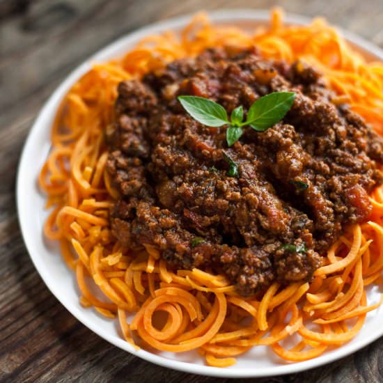Bolognese with Sweet Potato Noodles