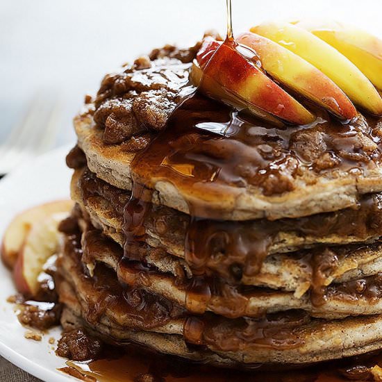 Apple Cinnamon Streusel Pancakes