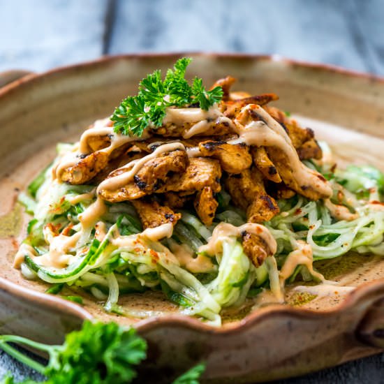 Cucumber Noodles /w BBQ Chicken
