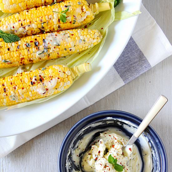 Grilled Corn With Mint Butter