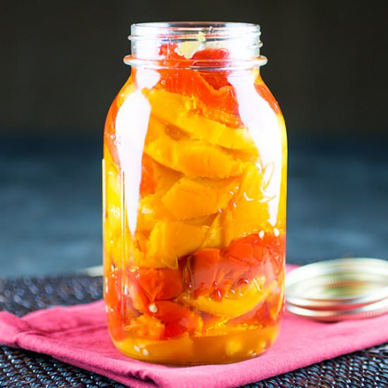 Roasted Peppers in Garlic Olive Oil