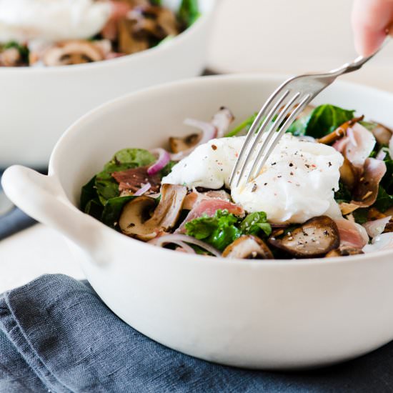 Mushroom & Prosciutto Kale Salad