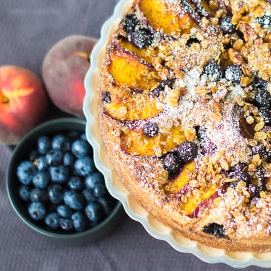 Berry Peach Cobbler Breakfast Cake