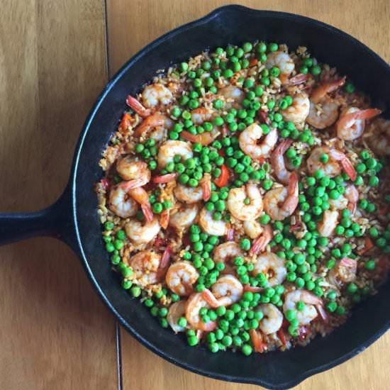 Shrimp and Pea Paella
