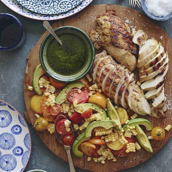 Chicken with Avocado Tomato Salad
