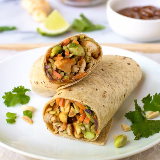 Asian Peanut Chicken Wraps