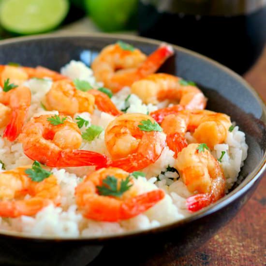 Honey Garlic Shrimp and Rice Bowls